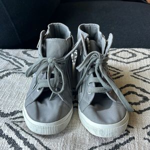 Superga zipper grey high top sneakers